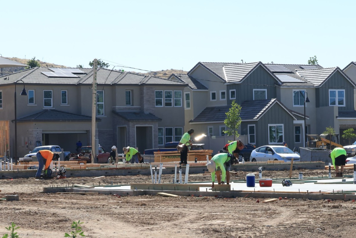 Aerial view of a new residential subdivision under construction