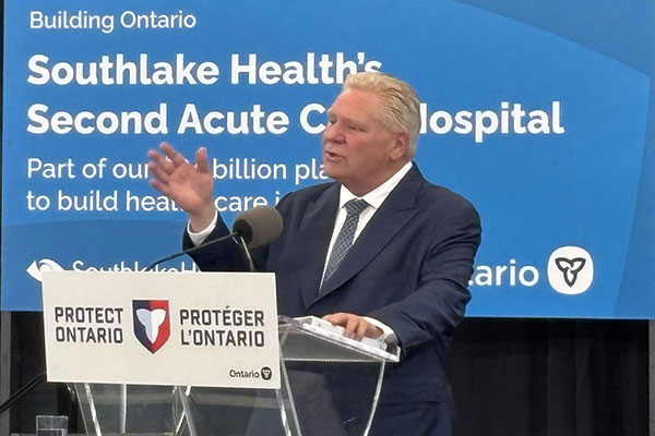 Announcement of Southlake Health's second acute care hospital in East Gwillimbury